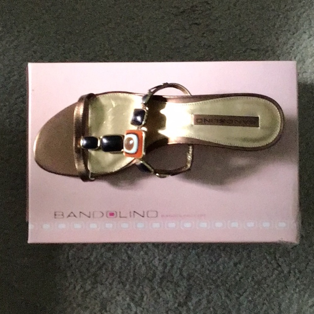 New leather bronze mules